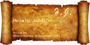 Helmly Jolán névjegykártya